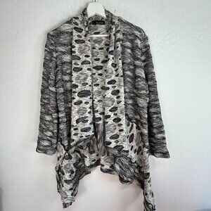 Moonlight Womens Open Front Cardigan Jacket Animal Print Black & White Lightweig